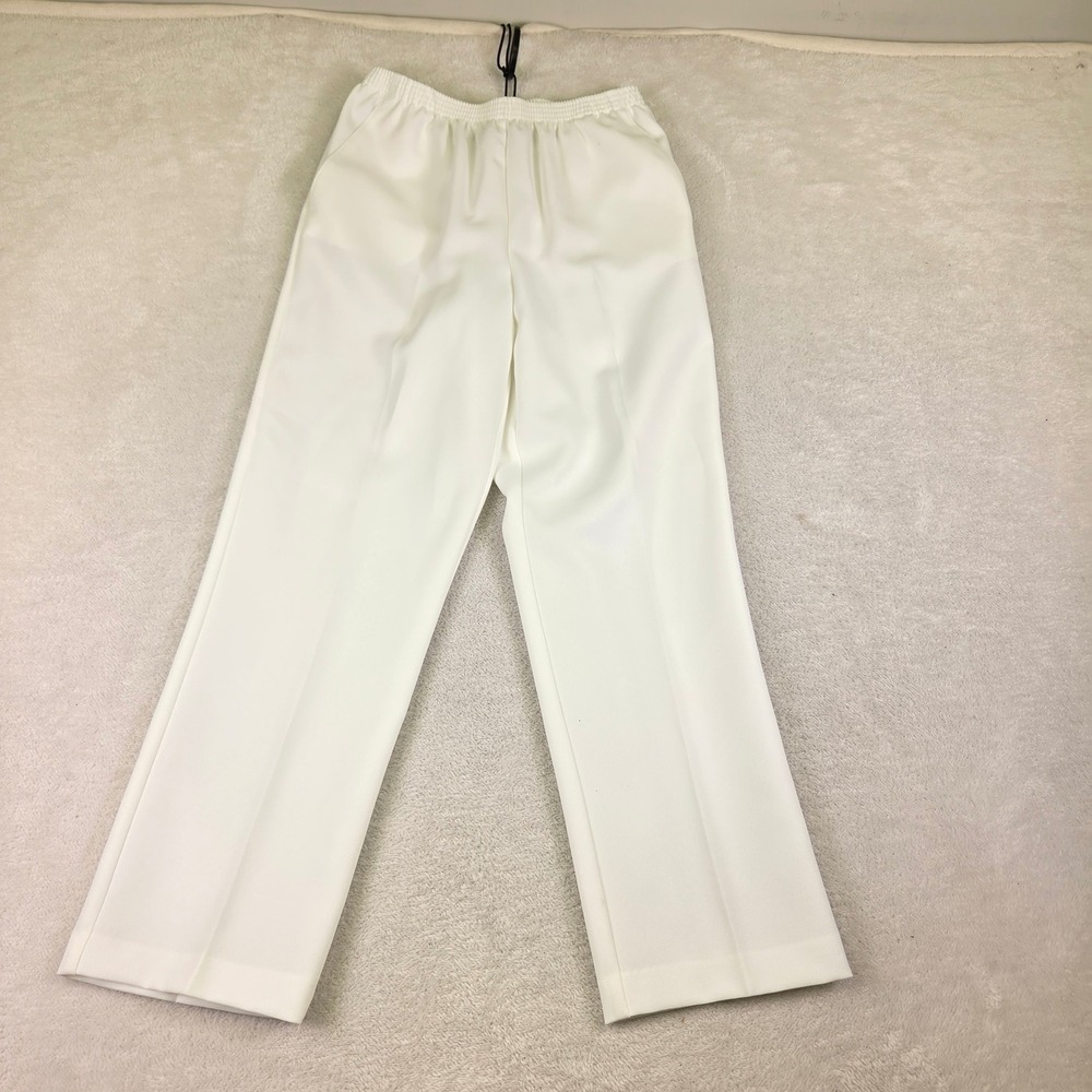 Alfred Dunner Petite White Elastic Waist Straight Leg Trousers Pants 8P